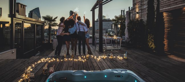 Friends Partying On A Rooftop