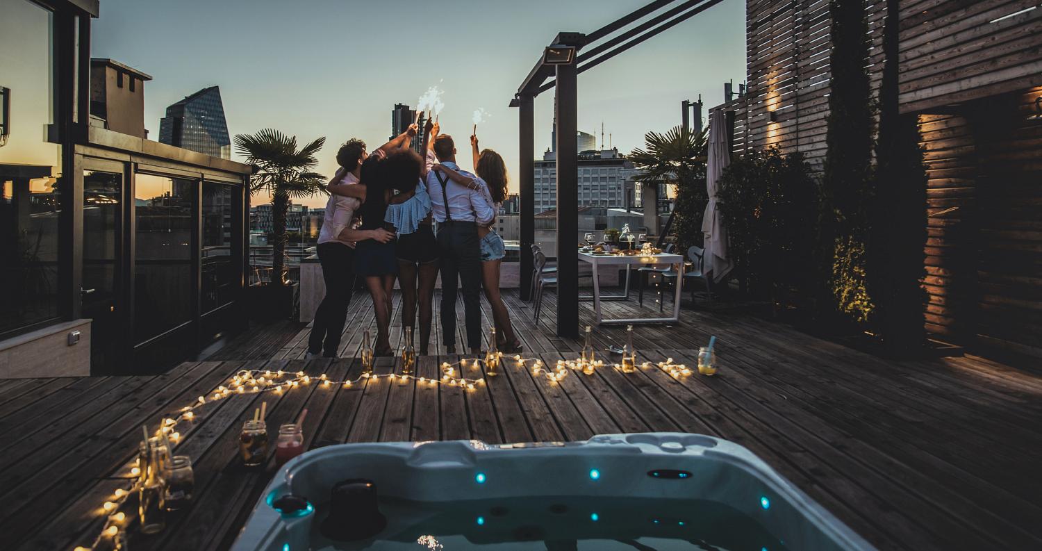Friends Partying On A Rooftop