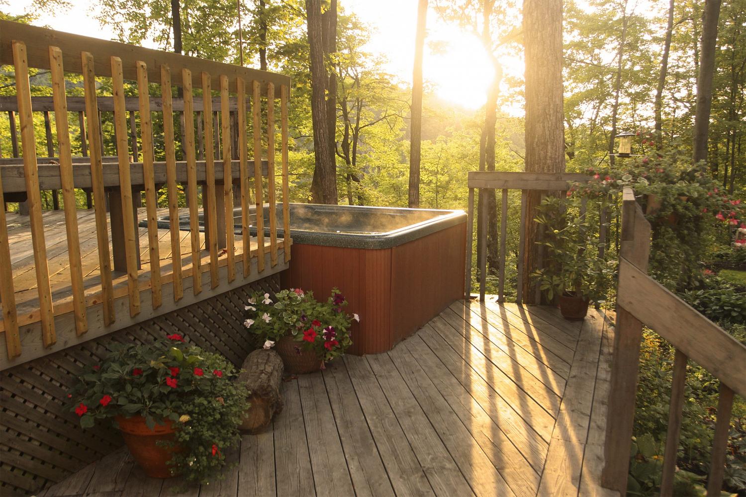 Surround your hot tub with a custom deck or patio