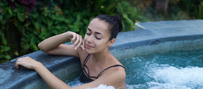 relaxing in hot tub